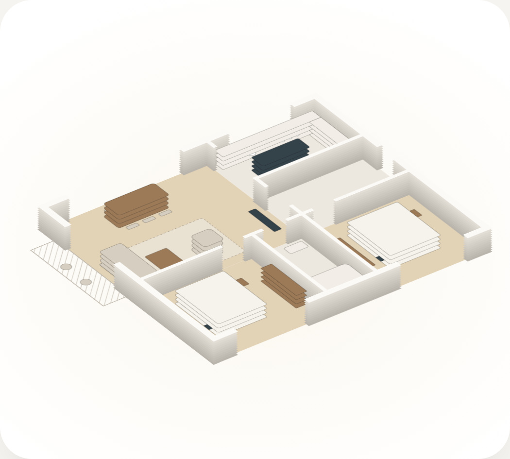Furnished 3D picture of the same floor plan
