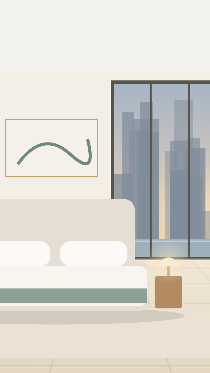 Story of the bedroom, virtually staged, in Arabic
